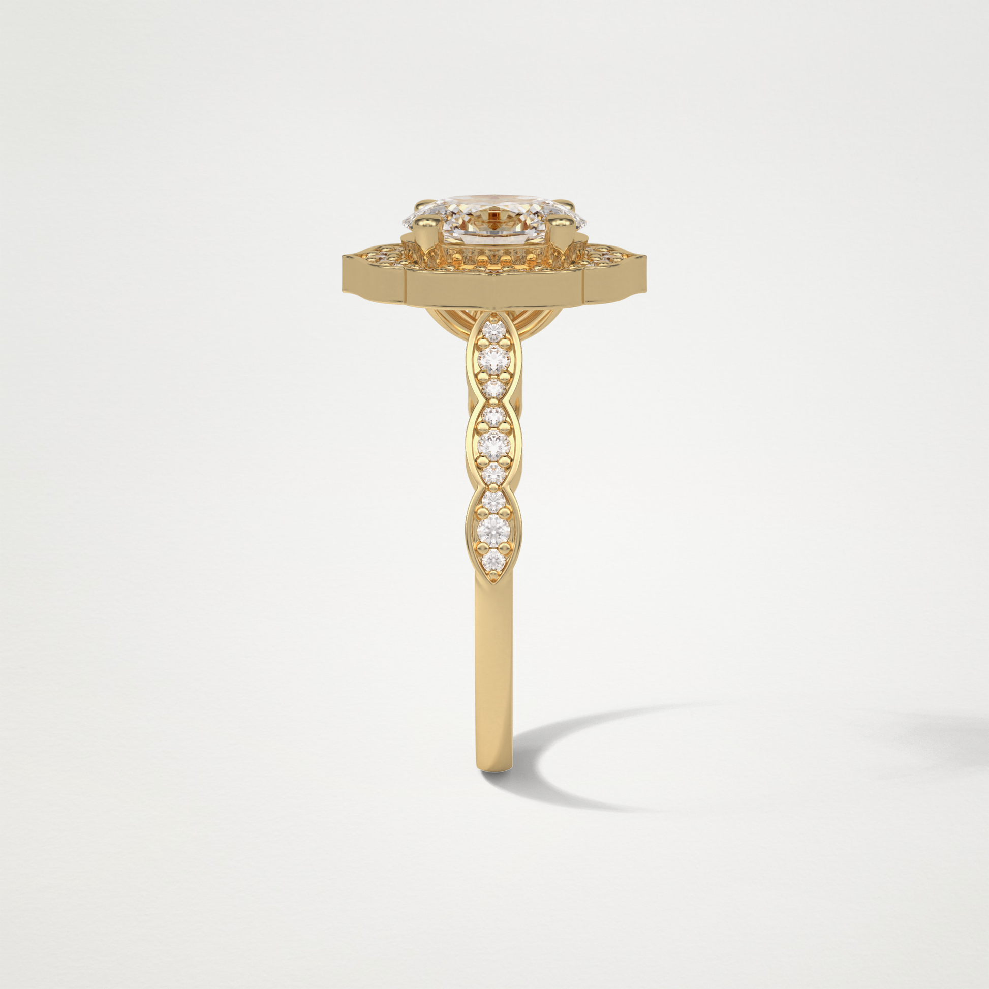 Oval Milgrain Halo Moissanite Engagement Ring – 1.31 CT Lab-Created Brilliance in 10K/14K/18K Gold