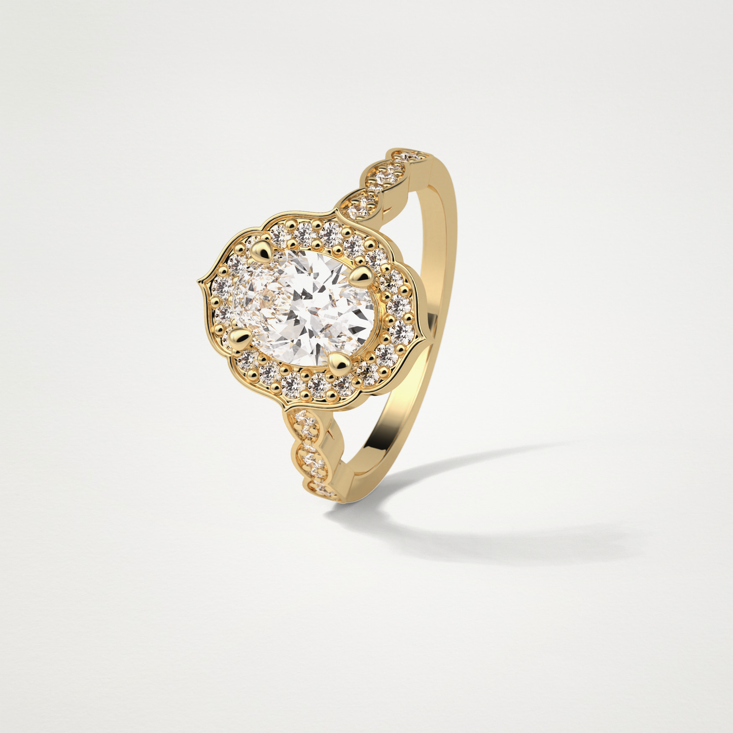 Oval Milgrain Halo Moissanite Engagement Ring – 1.31 CT Lab-Created Brilliance in 10K/14K/18K Gold