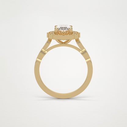 Oval Milgrain Halo Moissanite Engagement Ring – 1.31 CT Lab-Created Brilliance in 10K/14K/18K Gold