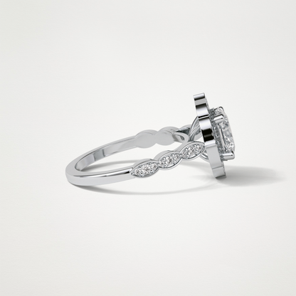 Oval Milgrain Halo Moissanite Engagement Ring – 1.31 CT Lab-Created Brilliance in 10K/14K/18K Gold