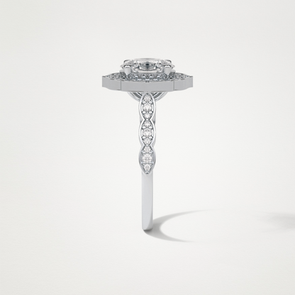 Oval Milgrain Halo Moissanite Engagement Ring – 1.31 CT Lab-Created Brilliance in 10K/14K/18K Gold