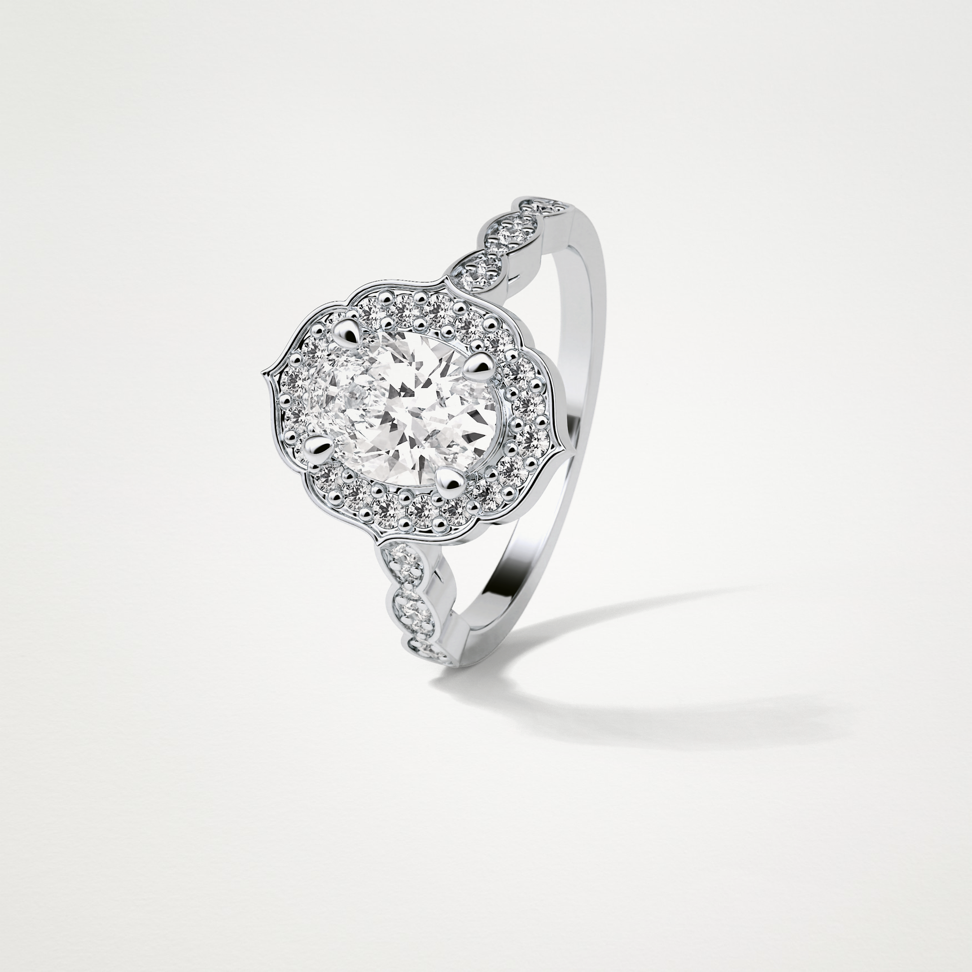 Oval Milgrain Halo Moissanite Engagement Ring – 1.31 CT Lab-Created Brilliance in 10K/14K/18K Gold