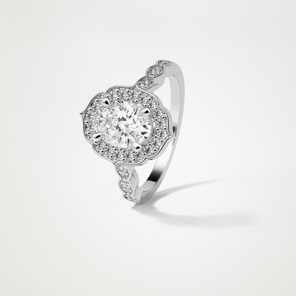 Oval Milgrain Halo Moissanite Engagement Ring – 1.31 CT Lab-Created Brilliance in 10K/14K/18K Gold