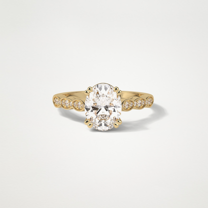 Oval Milgrain Moissanite Engagement Ring – 1.91 CT Lab-Created Brilliance in 10K/14K/18K Gold