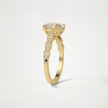 Oval Milgrain Moissanite Engagement Ring – 1.91 CT Lab-Created Brilliance in 10K/14K/18K Gold
