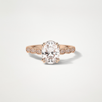 Oval Milgrain Moissanite Engagement Ring – 1.91 CT Lab-Created Brilliance in 10K/14K/18K Gold
