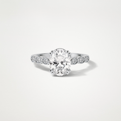 Oval Milgrain Moissanite Engagement Ring – 1.91 CT Lab-Created Brilliance in 10K/14K/18K Gold