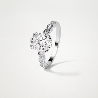 Oval Milgrain Moissanite Engagement Ring – 1.91 CT Lab-Created Brilliance in 10K/14K/18K Gold