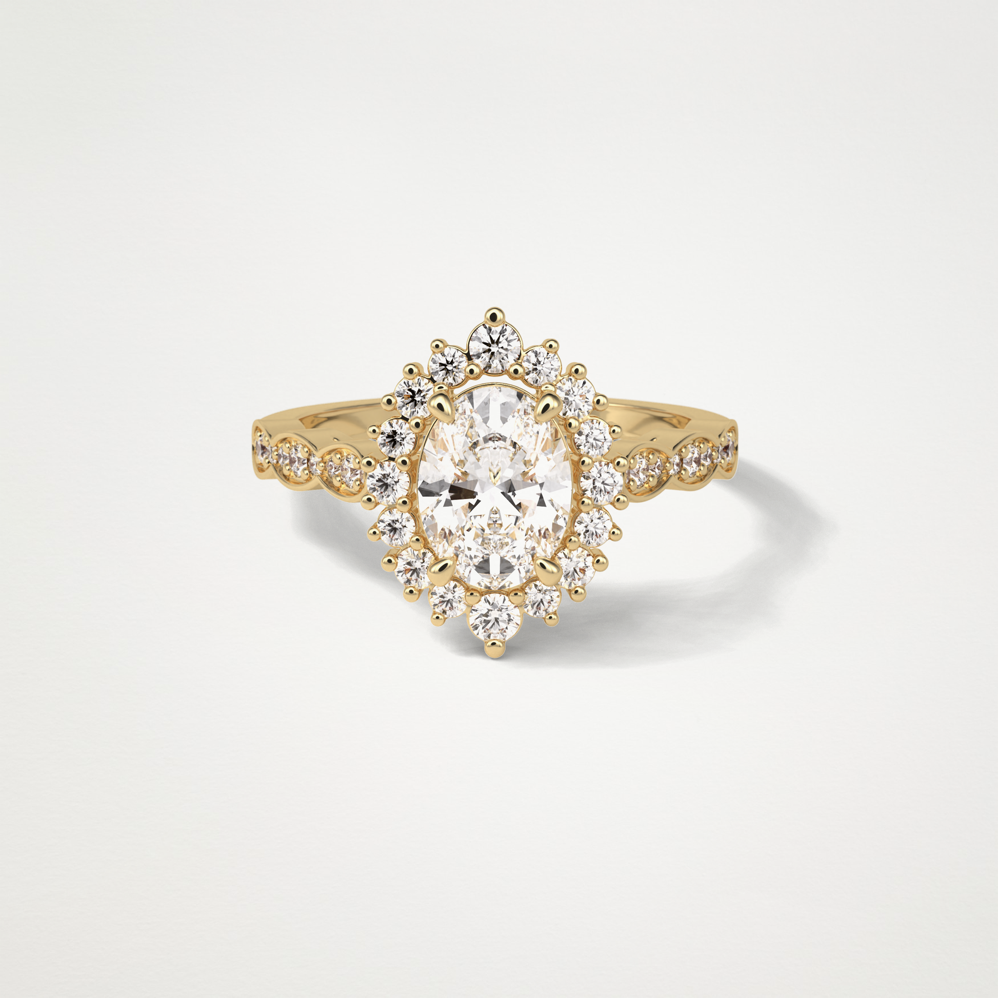 Oval Milgrain Halo Moissanite Engagement Ring – 1.33 CT Lab-Created Brilliance in 10K/14K/18K Gold
