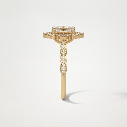 Oval Milgrain Halo Moissanite Engagement Ring – 1.33 CT Lab-Created Brilliance in 10K/14K/18K Gold