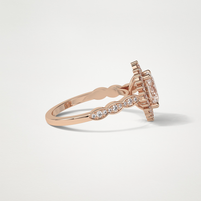 Oval Milgrain Halo Moissanite Engagement Ring – 1.33 CT Lab-Created Brilliance in 10K/14K/18K Gold