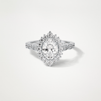 Oval Milgrain Halo Moissanite Engagement Ring – 1.33 CT Lab-Created Brilliance in 10K/14K/18K Gold