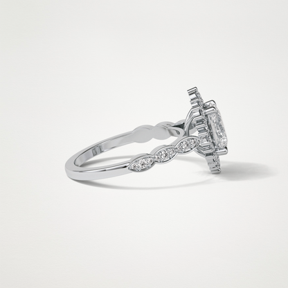 Oval Milgrain Halo Moissanite Engagement Ring – 1.33 CT Lab-Created Brilliance in 10K/14K/18K Gold