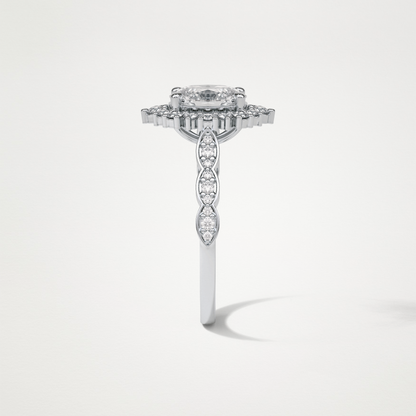 Oval Milgrain Halo Moissanite Engagement Ring – 1.33 CT Lab-Created Brilliance in 10K/14K/18K Gold