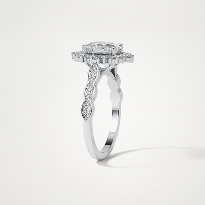 Oval Milgrain Halo Moissanite Engagement Ring – 1.33 CT Lab-Created Brilliance in 10K/14K/18K Gold