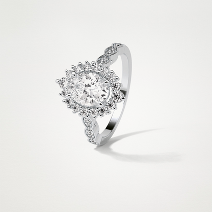 Oval Milgrain Halo Moissanite Engagement Ring – 1.33 CT Lab-Created Brilliance in 10K/14K/18K Gold