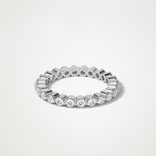1.2 TCW Round Full Eternity Wedding Band – Solid Gold Elegant and Timeless Design