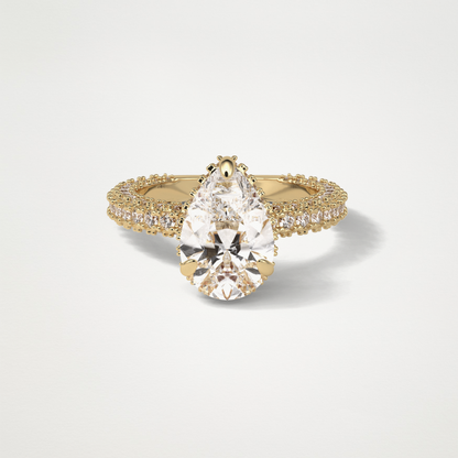 Pear Double Hidden Halo & Pave Moissanite Engagement Ring – 1.5 CT Lab-Created Brilliance in 10K/14K/18K Gold