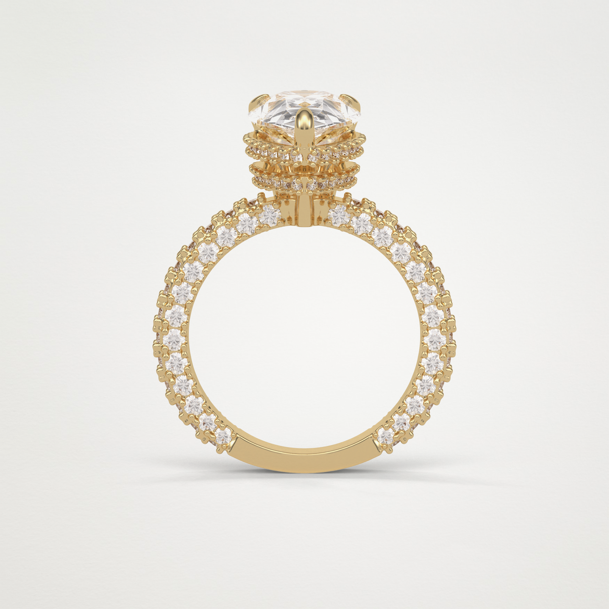 Pear Double Hidden Halo & Pave Moissanite Engagement Ring – 1.5 CT Lab-Created Brilliance in 10K/14K/18K Gold