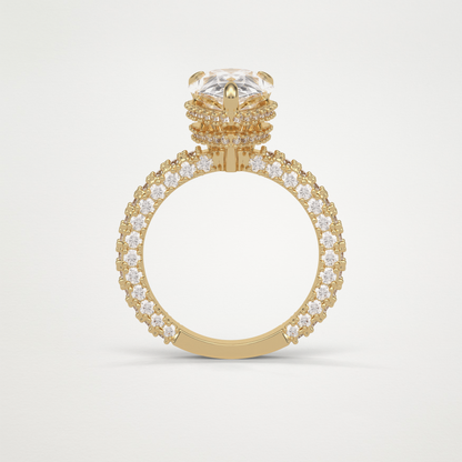 Pear Double Hidden Halo & Pave Moissanite Engagement Ring – 1.5 CT Lab-Created Brilliance in 10K/14K/18K Gold
