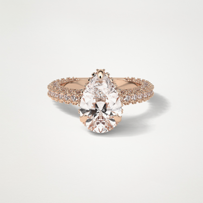 Pear Double Hidden Halo & Pave Moissanite Engagement Ring – 1.5 CT Lab-Created Brilliance in 10K/14K/18K Gold