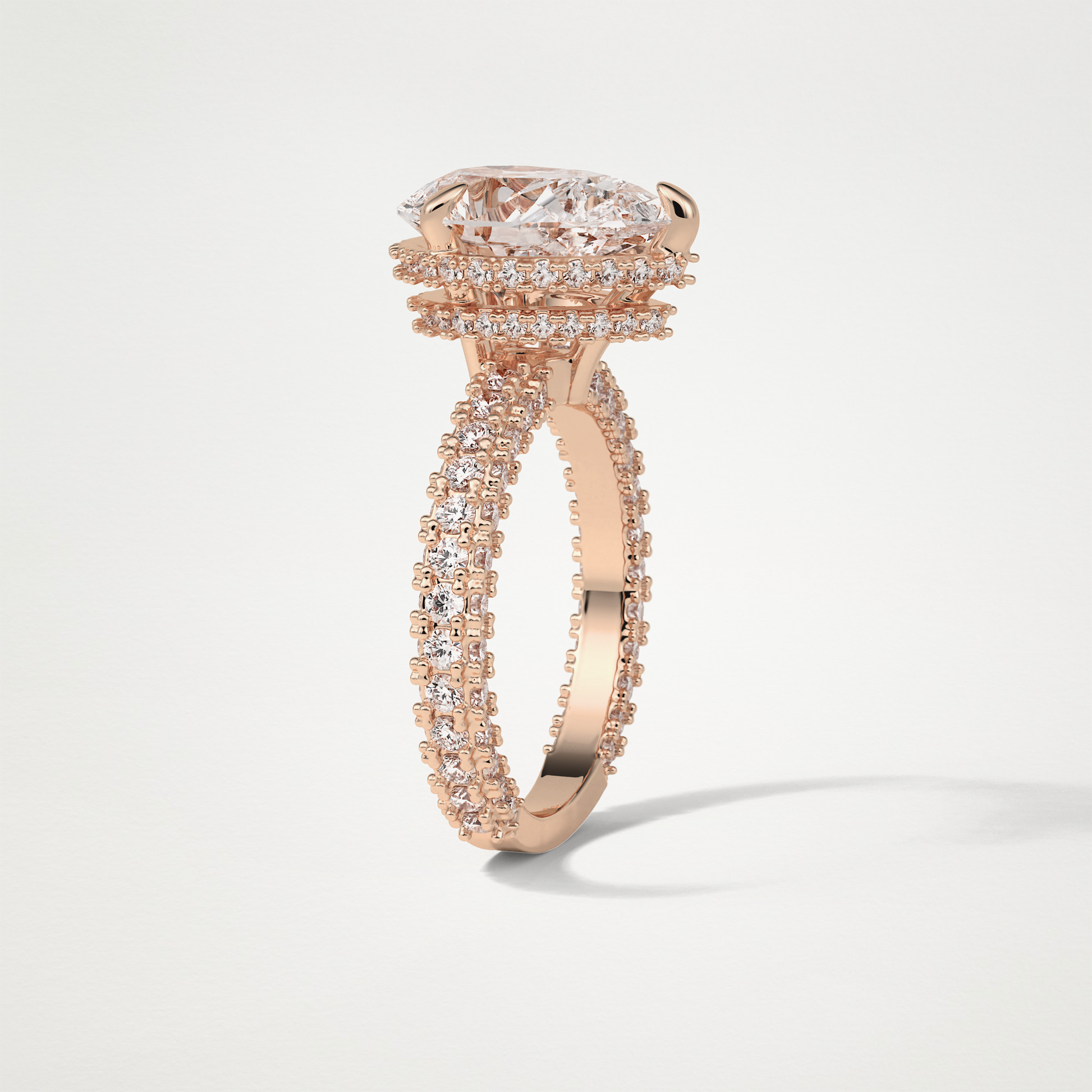 Pear Double Hidden Halo & Pave Moissanite Engagement Ring – 1.5 CT Lab-Created Brilliance in 10K/14K/18K Gold