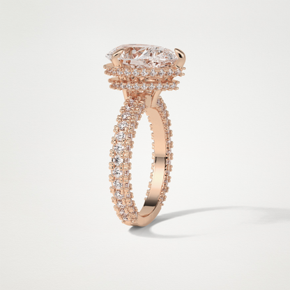 Pear Double Hidden Halo & Pave Moissanite Engagement Ring – 1.5 CT Lab-Created Brilliance in 10K/14K/18K Gold