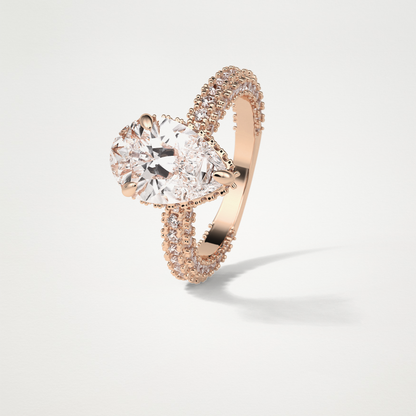 Pear Double Hidden Halo & Pave Moissanite Engagement Ring – 1.5 CT Lab-Created Brilliance in 10K/14K/18K Gold