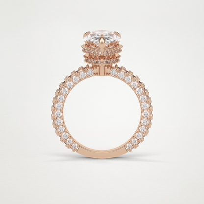 Pear Double Hidden Halo & Pave Moissanite Engagement Ring – 1.5 CT Lab-Created Brilliance in 10K/14K/18K Gold
