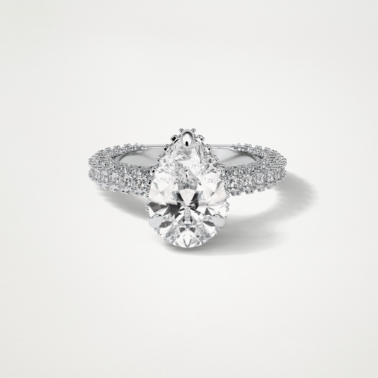 Pear Double Hidden Halo & Pave Moissanite Engagement Ring – 1.5 CT Lab-Created Brilliance in 10K/14K/18K Gold