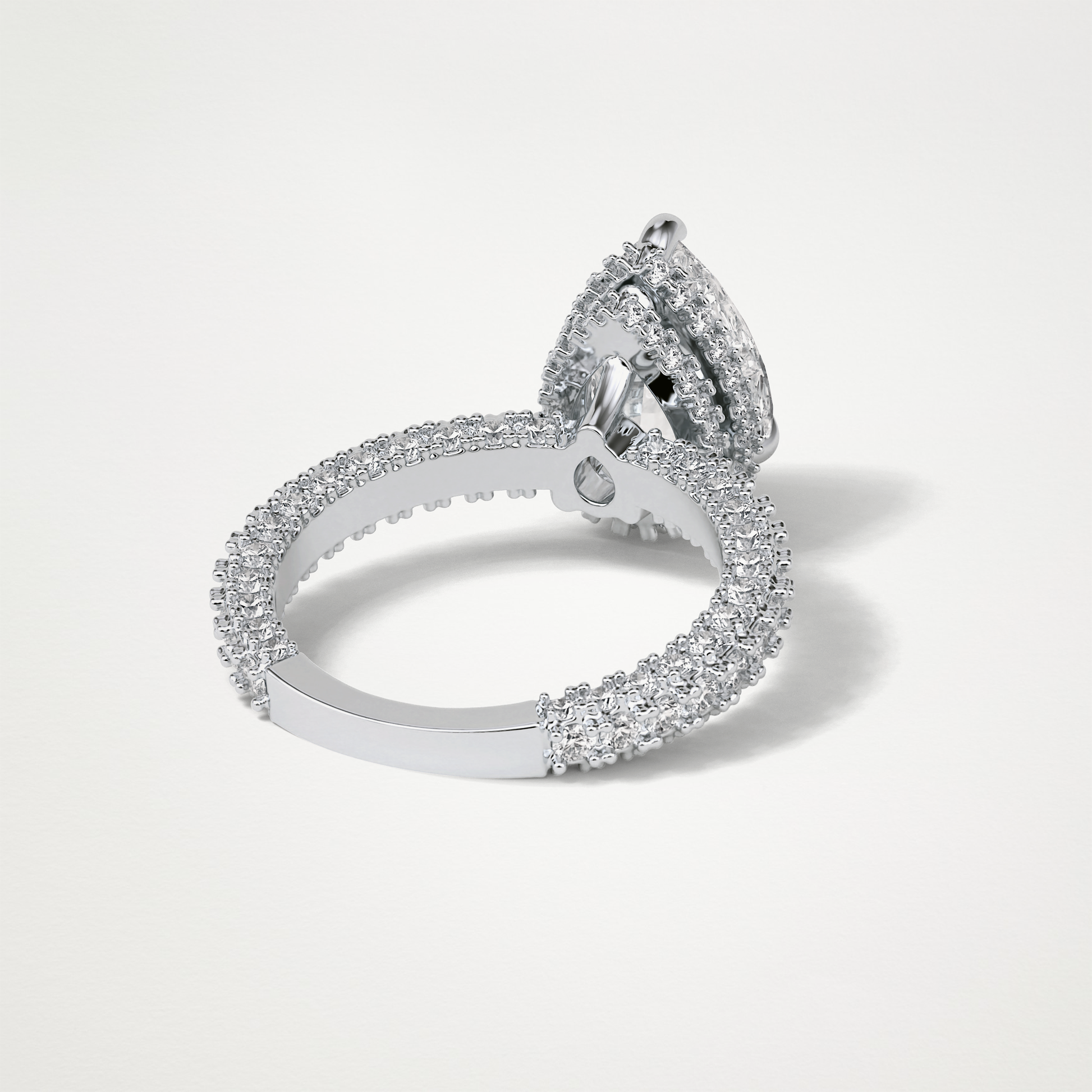 Pear Double Hidden Halo & Pave Moissanite Engagement Ring – 1.5 CT Lab-Created Brilliance in 10K/14K/18K Gold