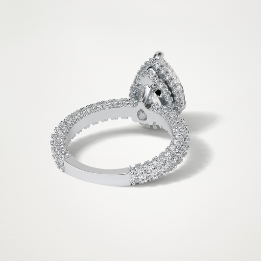 Pear Double Hidden Halo & Pave Moissanite Engagement Ring – 1.5 CT Lab-Created Brilliance in 10K/14K/18K Gold