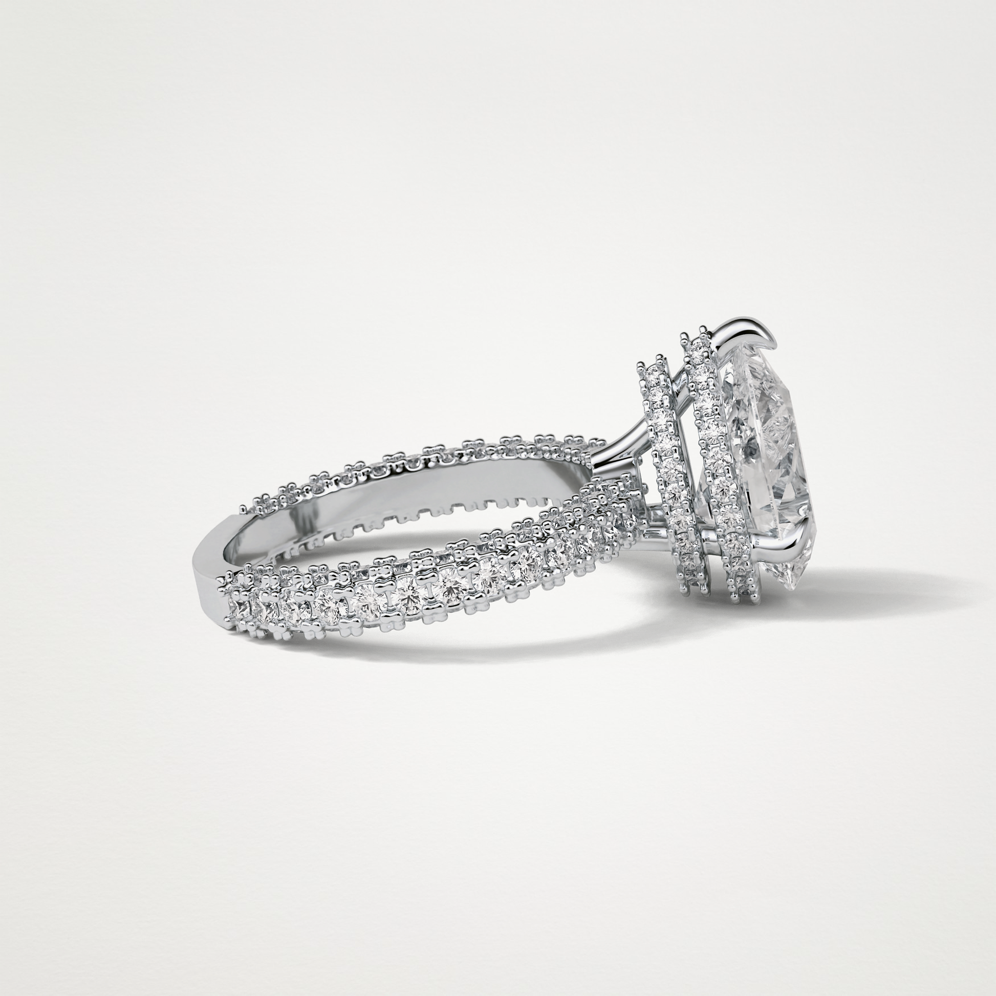 Pear Double Hidden Halo & Pave Moissanite Engagement Ring – 1.5 CT Lab-Created Brilliance in 10K/14K/18K Gold