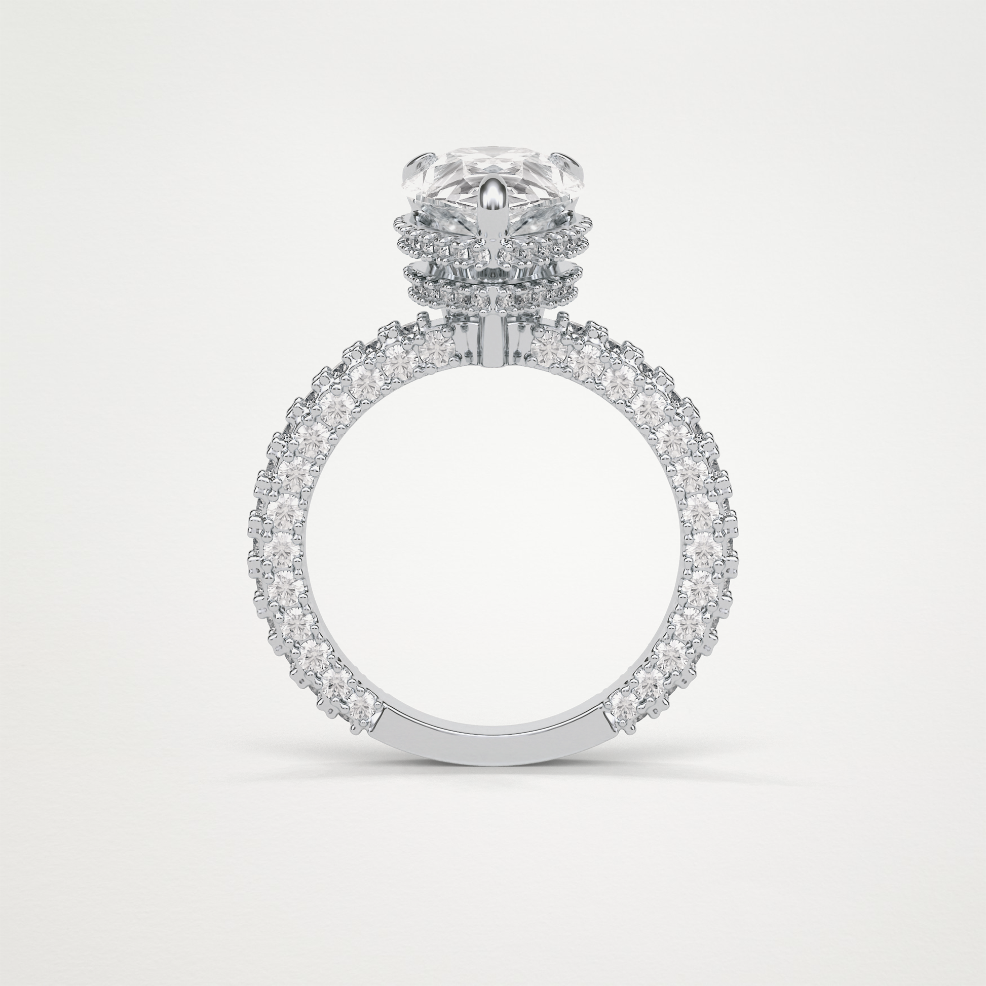 Pear Double Hidden Halo & Pave Moissanite Engagement Ring – 1.5 CT Lab-Created Brilliance in 10K/14K/18K Gold