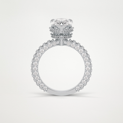 Pear Double Hidden Halo & Pave Moissanite Engagement Ring – 1.5 CT Lab-Created Brilliance in 10K/14K/18K Gold