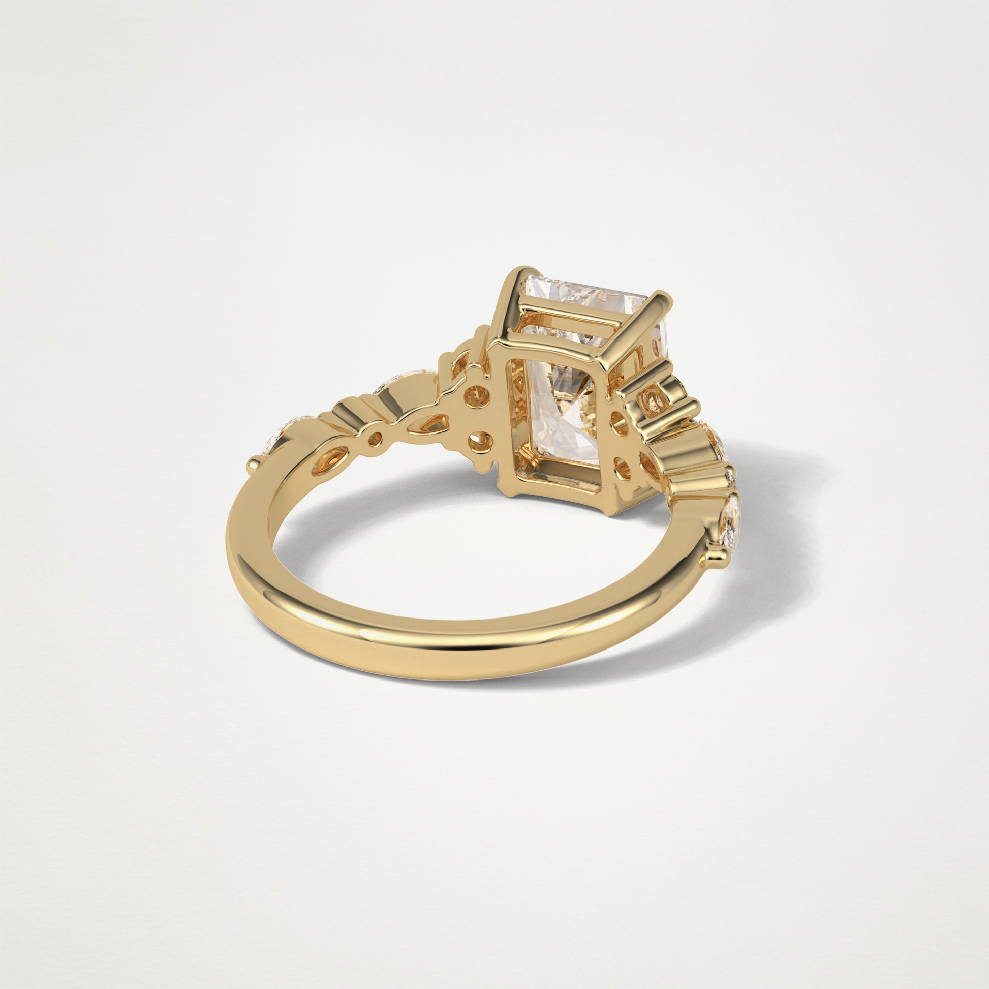 Asscher Cluster & Pave Moissanite Engagement Ring – 2.30 CT Lab-Created Brilliance in 10K/14K/18K Gold 9