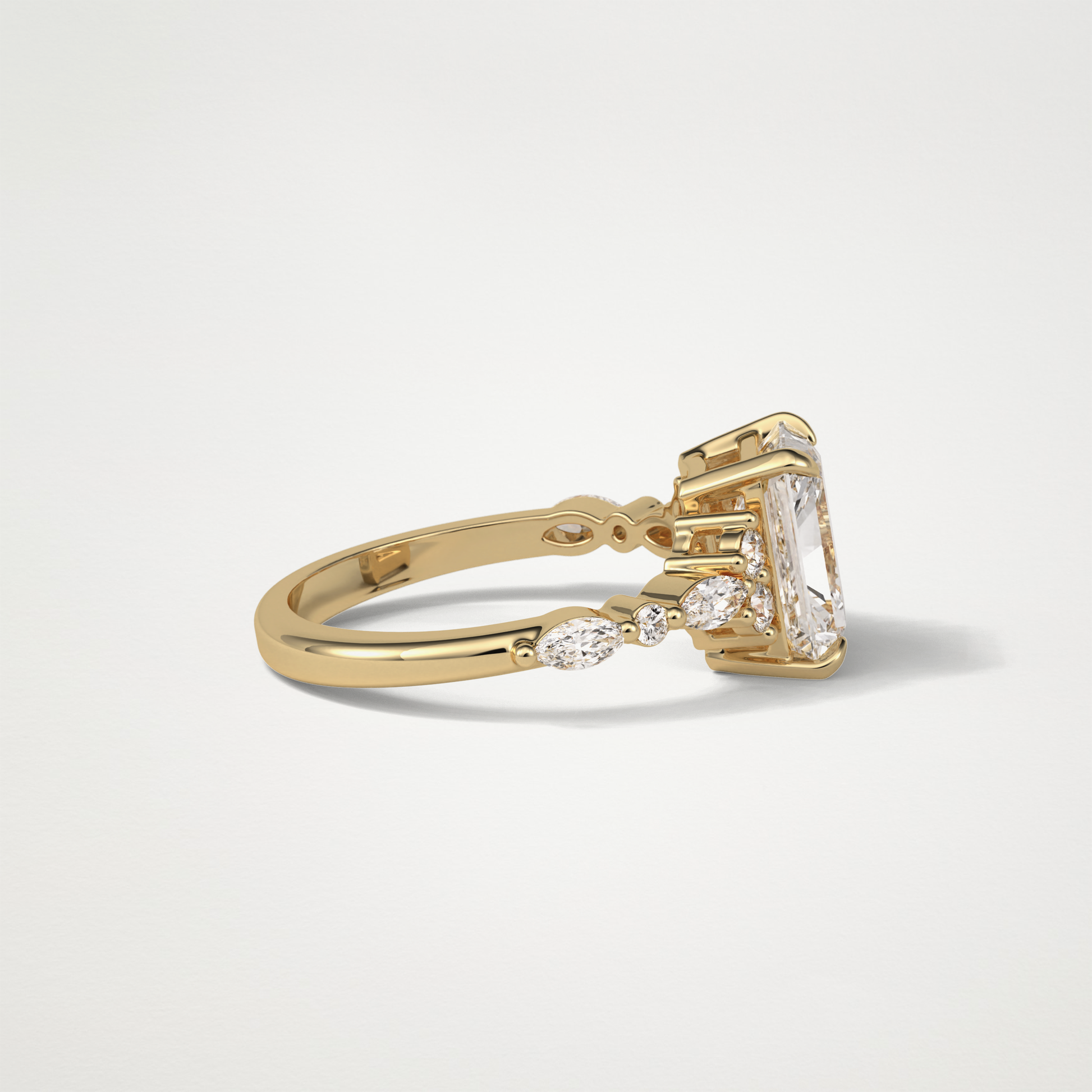 Asscher Cluster & Pave Moissanite Engagement Ring – 2.30 CT Lab-Created Brilliance in 10K/14K/18K Gold 10
