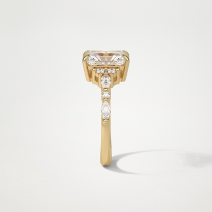 Asscher Cluster & Pave Moissanite Engagement Ring – 2.30 CT Lab-Created Brilliance in 10K/14K/18K Gold 11