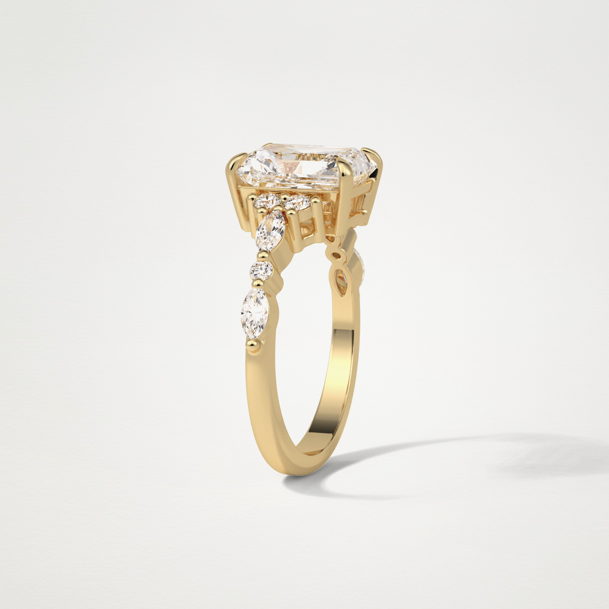 Asscher Cluster & Pave Moissanite Engagement Ring – 2.30 CT Lab-Created Brilliance in 10K/14K/18K Gold 12