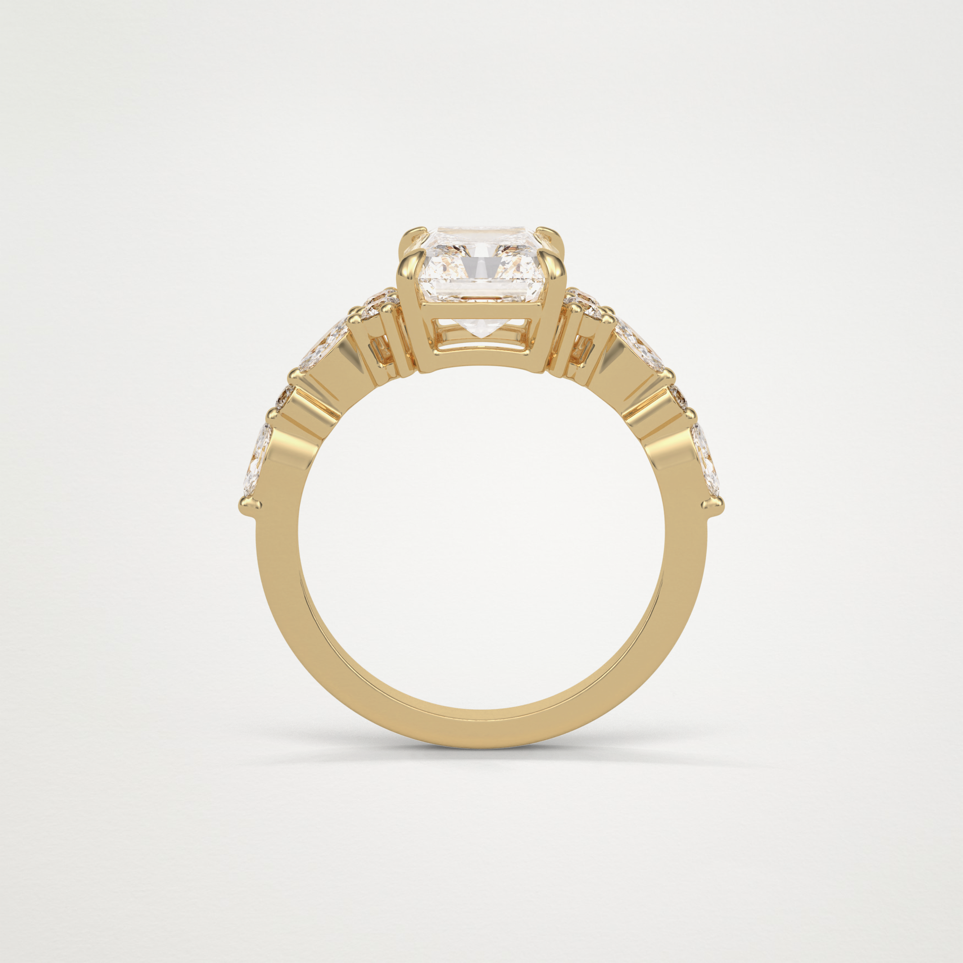 Asscher Cluster & Pave Moissanite Engagement Ring – 2.30 CT Lab-Created Brilliance in 10K/14K/18K Gold 14