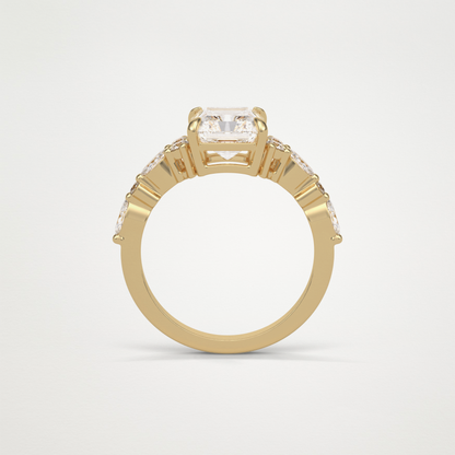 Asscher Cluster & Pave Moissanite Engagement Ring – 2.30 CT Lab-Created Brilliance in 10K/14K/18K Gold 14