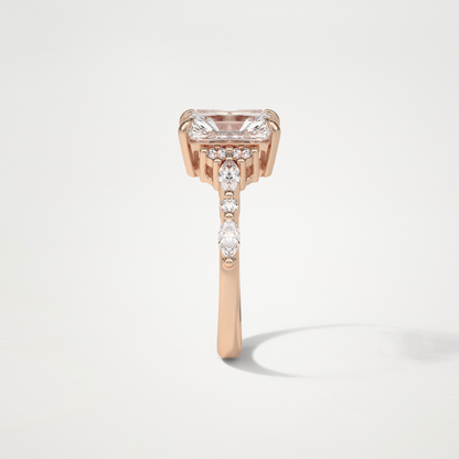 Asscher Cluster & Pave Moissanite Engagement Ring – 2.30 CT Lab-Created Brilliance in 10K/14K/18K Gold 18