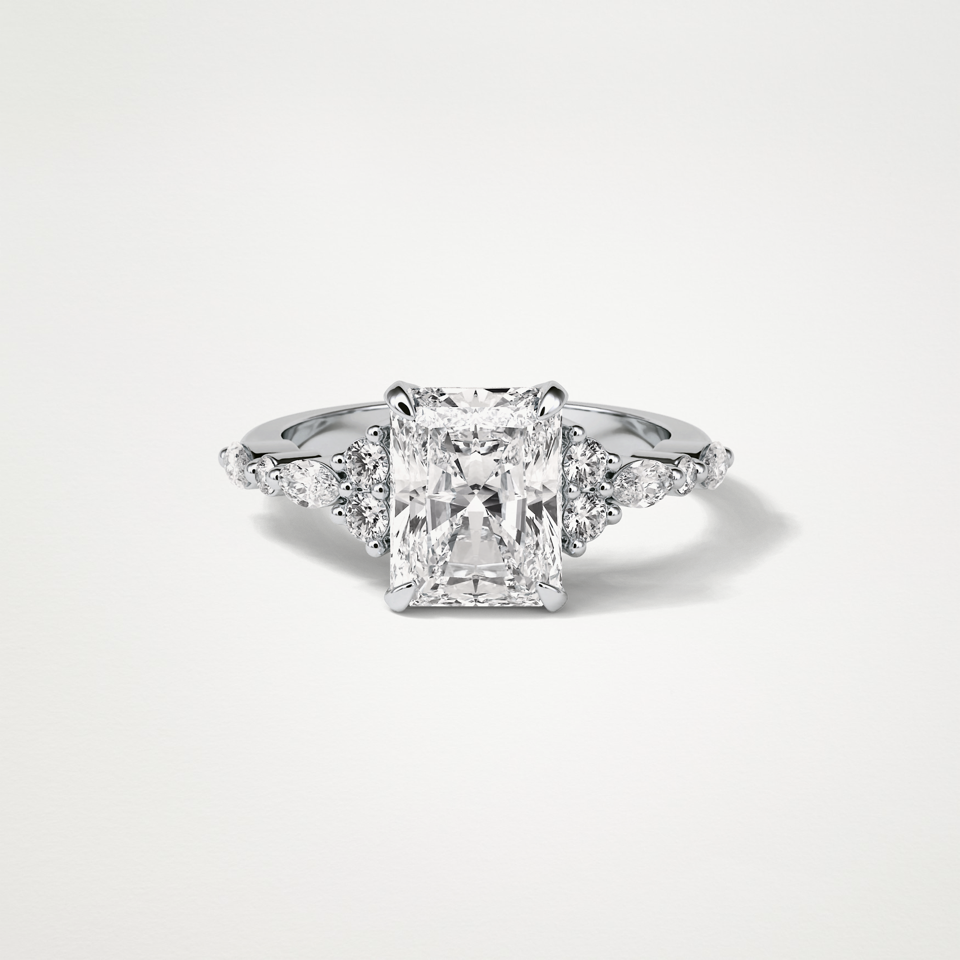 Asscher Cluster & Pave Moissanite Engagement Ring – 2.30 CT Lab-Created Brilliance in 10K/14K/18K Gold 1