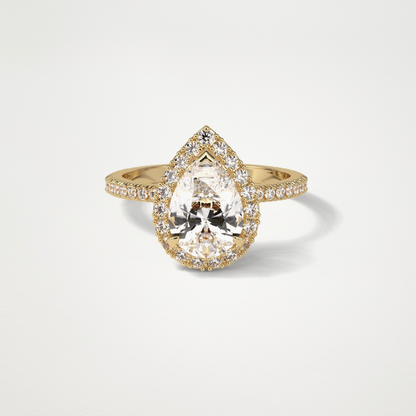 Pear Halo & Pave Moissanite Engagement Ring – 1.93 CT Lab-Created Brilliance in 10K/14K/18K Gold