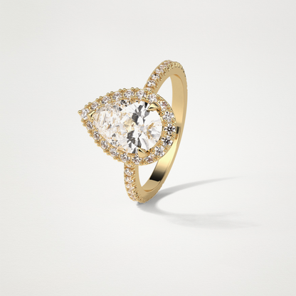 Pear Halo & Pave Moissanite Engagement Ring – 1.93 CT Lab-Created Brilliance in 10K/14K/18K Gold
