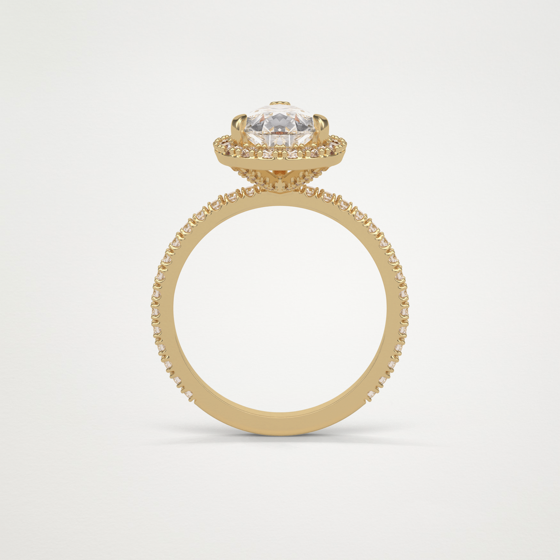 Pear Halo & Pave Moissanite Engagement Ring – 1.93 CT Lab-Created Brilliance in 10K/14K/18K Gold