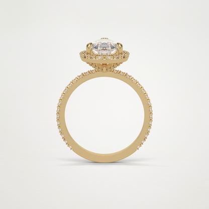 Pear Halo & Pave Moissanite Engagement Ring – 1.93 CT Lab-Created Brilliance in 10K/14K/18K Gold