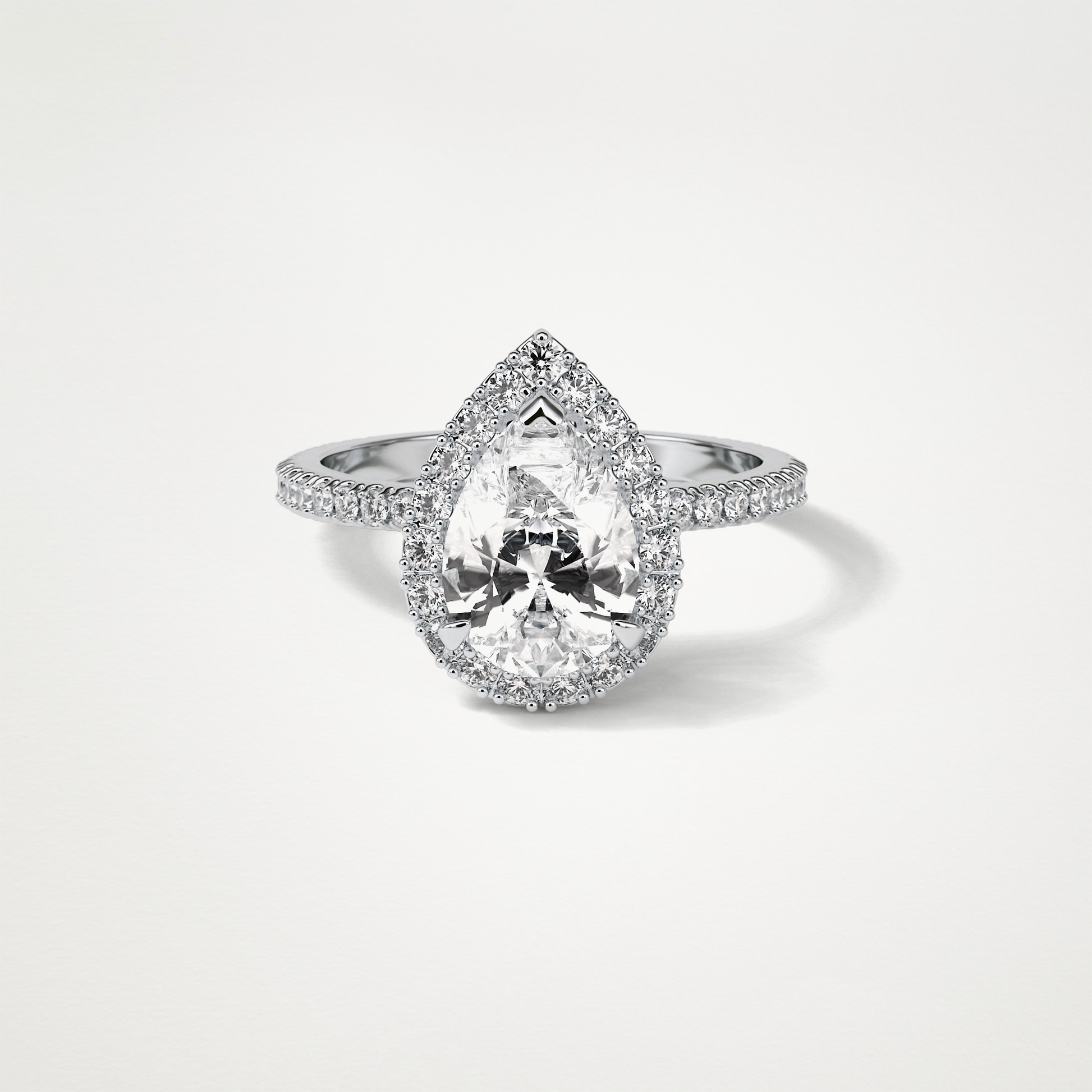Pear Halo & Pave Moissanite Engagement Ring – 1.93 CT Lab-Created Brilliance in 10K/14K/18K Gold