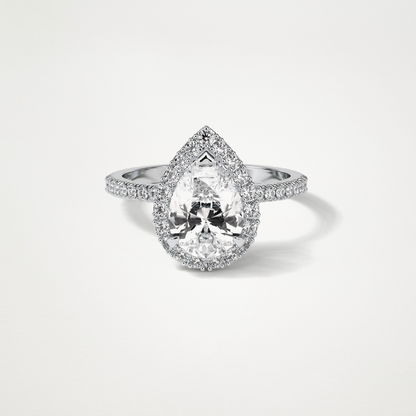 Pear Halo & Pave Moissanite Engagement Ring – 1.93 CT Lab-Created Brilliance in 10K/14K/18K Gold