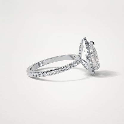 Pear Halo & Pave Moissanite Engagement Ring – 1.93 CT Lab-Created Brilliance in 10K/14K/18K Gold